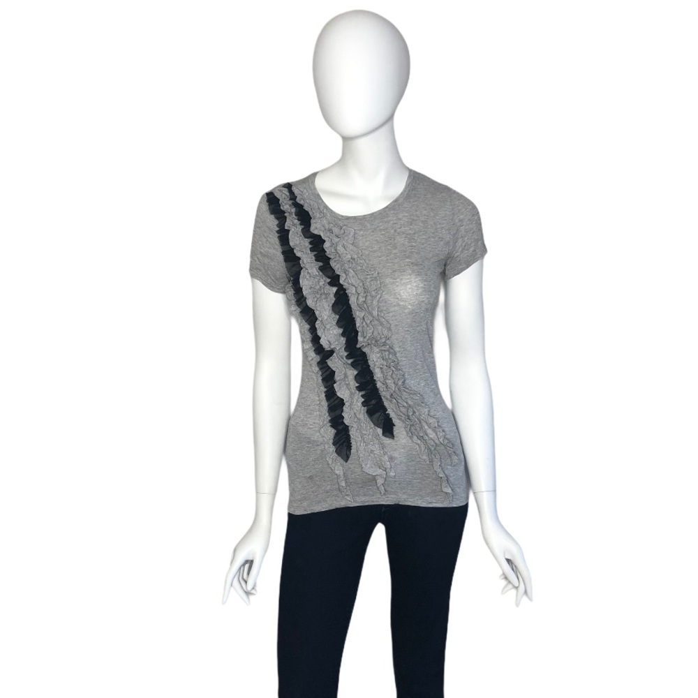 Bebe Gray Ruffle Tee Size XS
